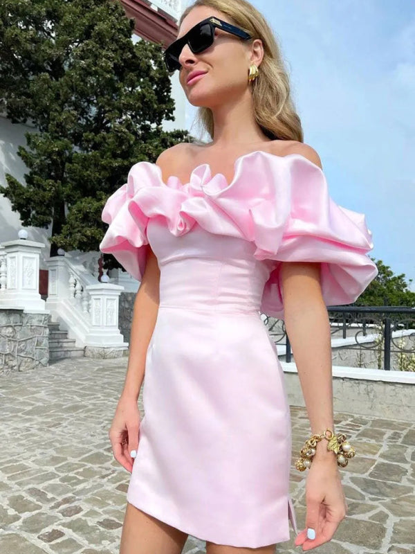 Avondjurk Off-Shoulder met Ruffles voor Vrouw
