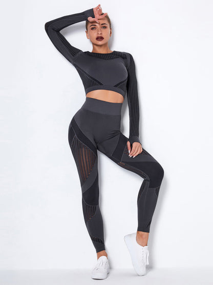 Vrouwelijk Joggingpak 2-delig Sportoutfit met Structuur