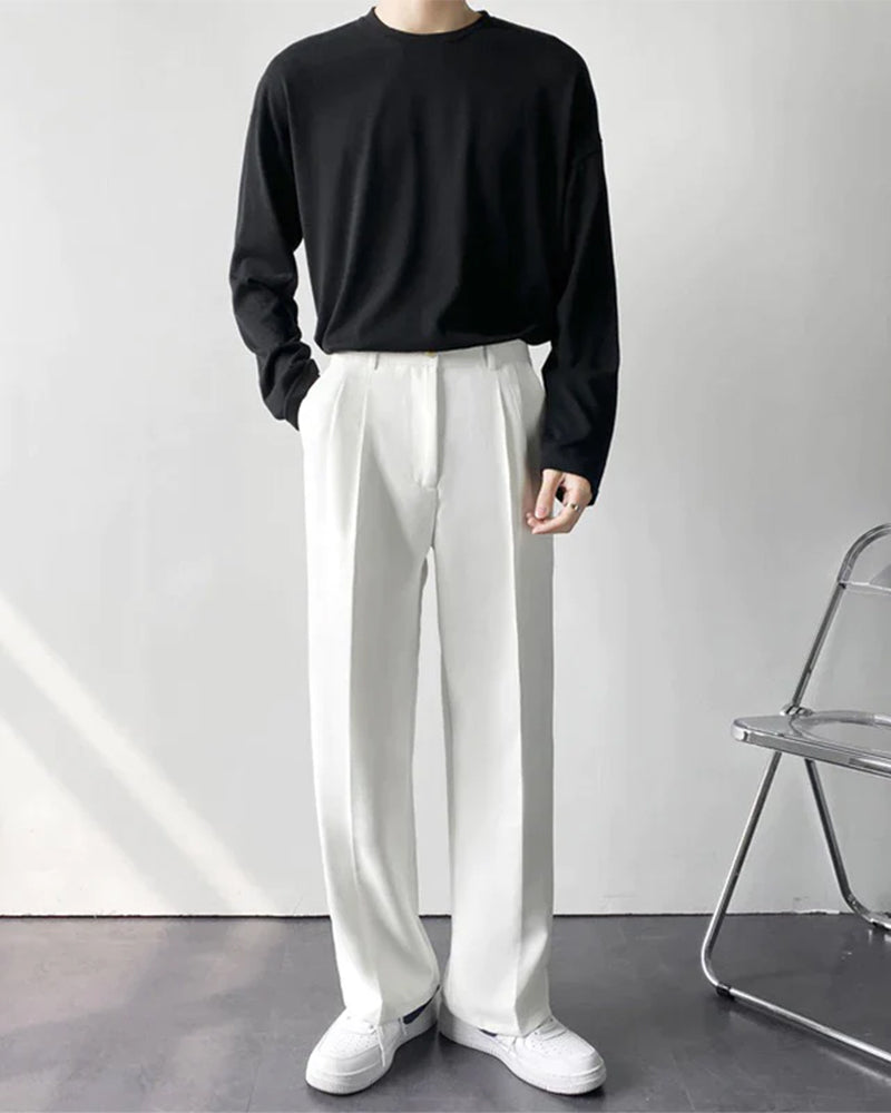 Hoge Taille Broek Wijd Model Anzug Stijl