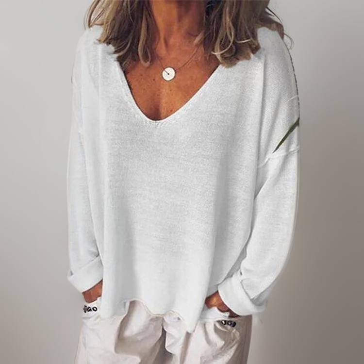 V-hals Longsleeve Shirt Comfortabel Zacht - StudioMarella