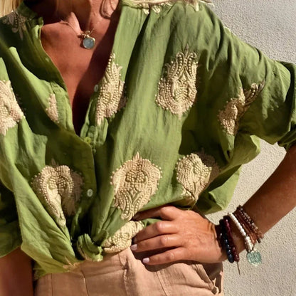 Vrouwelijke Blouse met Bloemenprint Luxe Stof