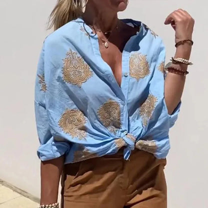 Vrouwelijke Blouse met Bloemenprint Luxe Stof - StudioMarella