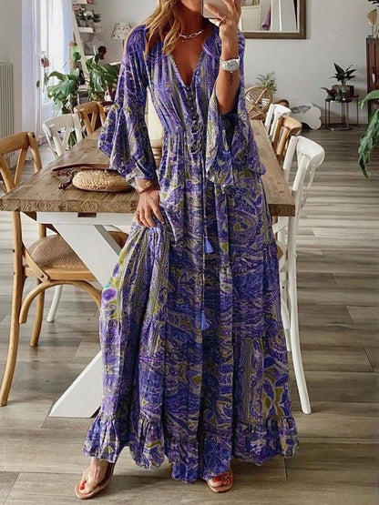 Boho Maxi Jurk Zomer Lange Vloeiende Jurk