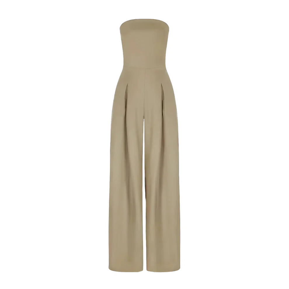 Vrouwelijke Jumpsuit Zonder Schouders Wijde Pijpen