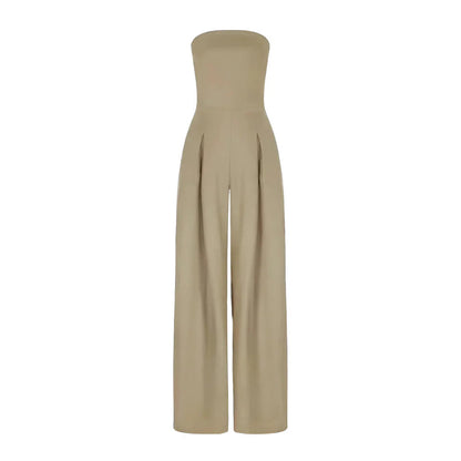 Vrouwelijke Jumpsuit Zonder Schouders Wijde Pijpen
