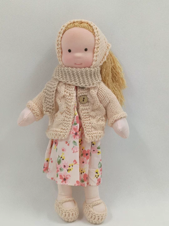 Waldorf Pop Handgemaakt 28 cm Blauw Stoffen Knuffelpop Speelpop Cadeau voor Kinderen