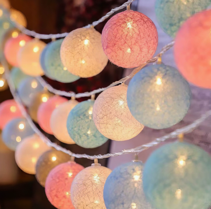 Lichtslinger met Geweven Bolletjes Warm LED Sfeerlicht voor Slaapkamer Woonkamer 20-200 Lichtpunten
