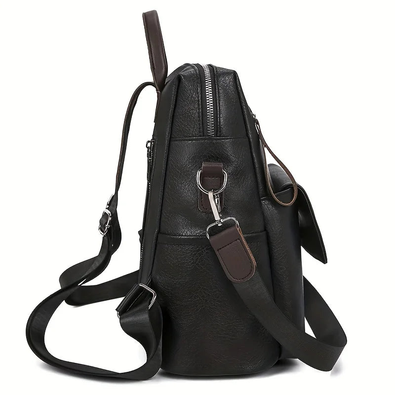 Veganlederen Rugzak Dames Stijlvol Retro Design Dagelijks Gebruik Werk Reizen Schooltas Bruin Zwart Casual