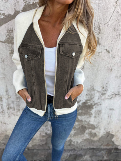 Dames Fleecejas Blauw Trendy Mouwjas voor Outdoor
