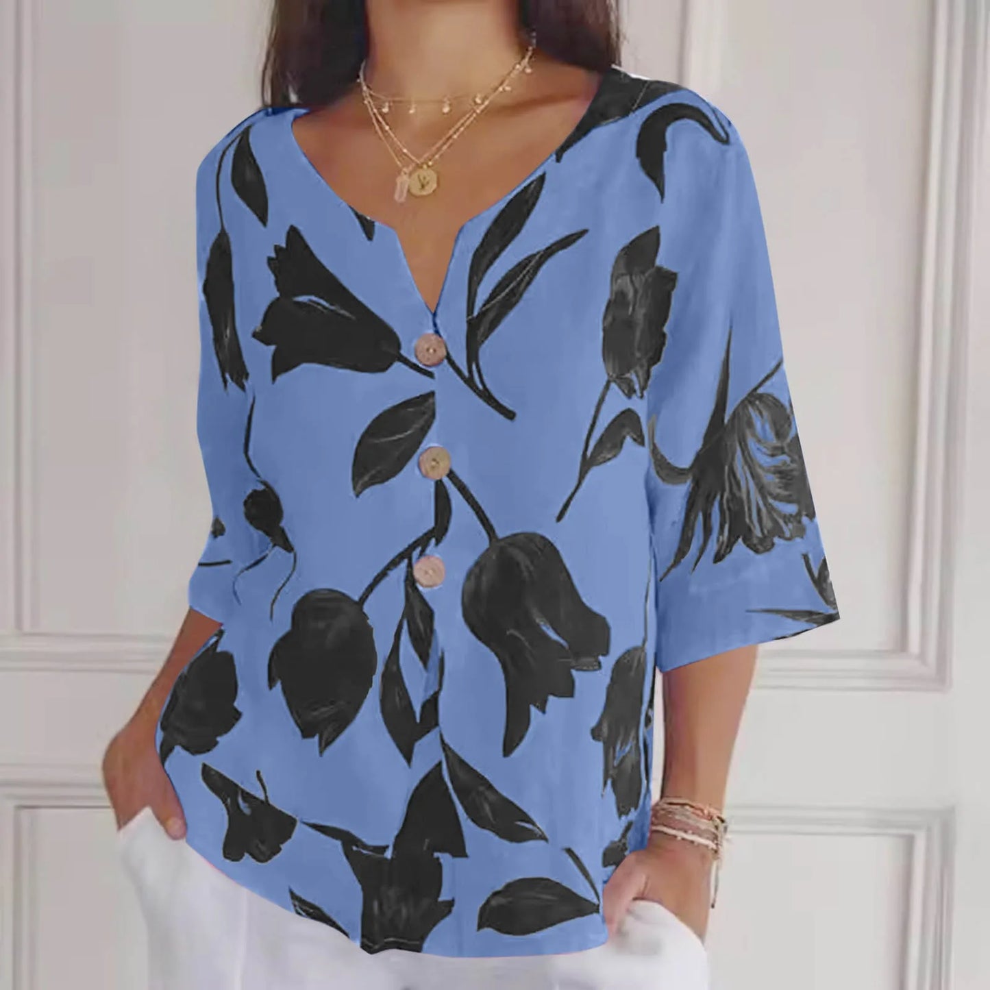 Vrouwelijke Zomerjurk Bloemenprint Shirt Stijl