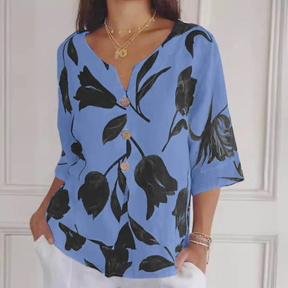Vrouwelijke Zomerjurk Bloemenprint Shirt Stijl