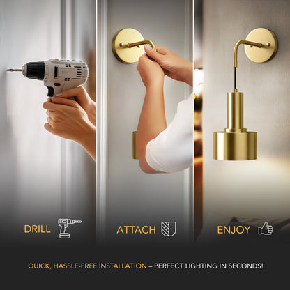 Wandlamp Goud Industrieel Set 2 Hangende Kap Metaal Afstandsbediening Dimbaar RGB Slaapkamer