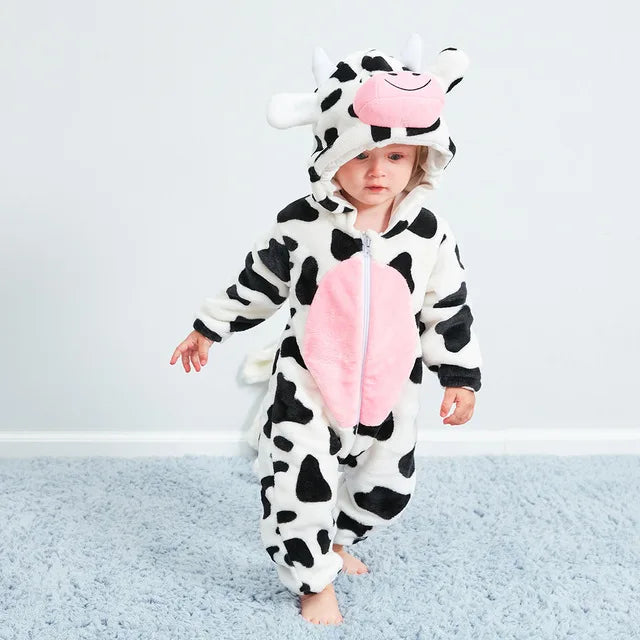 Baby Onesie Dierenpakje Panda Dinosaurus Tijger Muis – Zachte Fleece Jumpsuit Babykleding Romper 0-4 Jaar