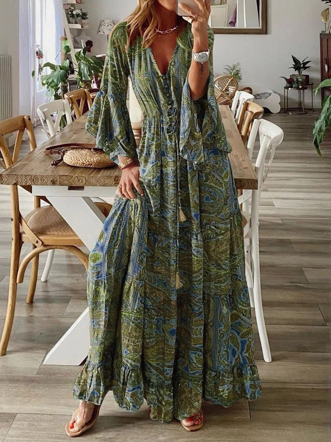Boho Maxi Jurk Zomer Lange Vloeiende Jurk