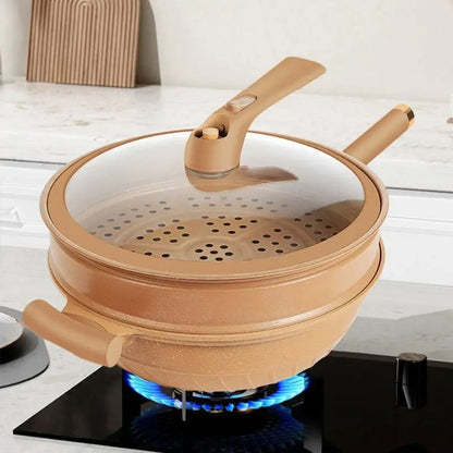 Wokpan Met Stoommand Antiaanbak Inductie Gas Multifunctioneel 30cm