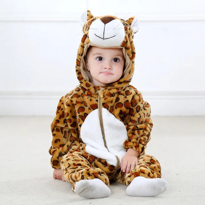 Baby Onesie Dierenpakje Panda Dinosaurus Tijger Muis – Zachte Fleece Jumpsuit Babykleding Romper 0-4 Jaar