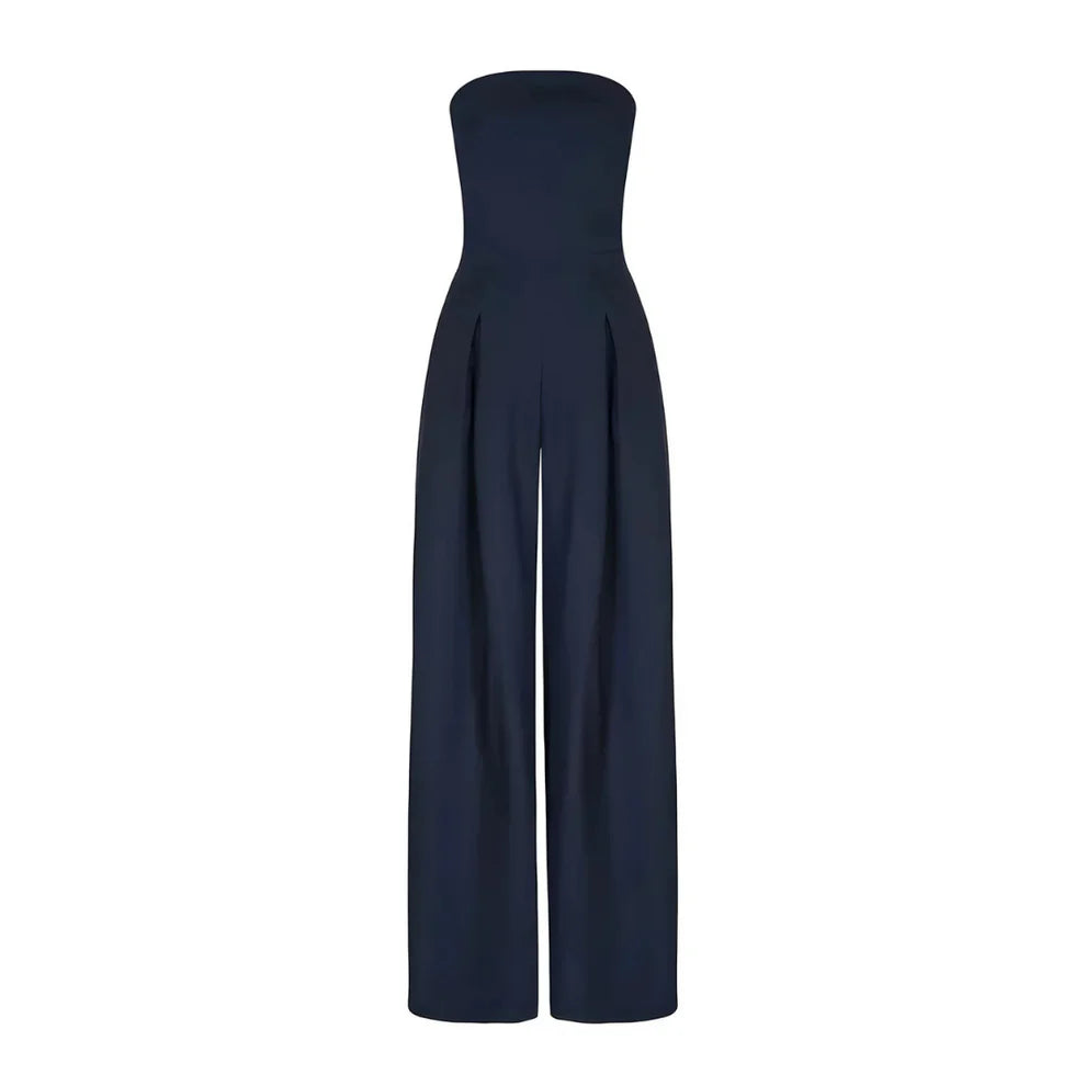 Vrouwelijke Jumpsuit Zonder Schouders Wijde Pijpen