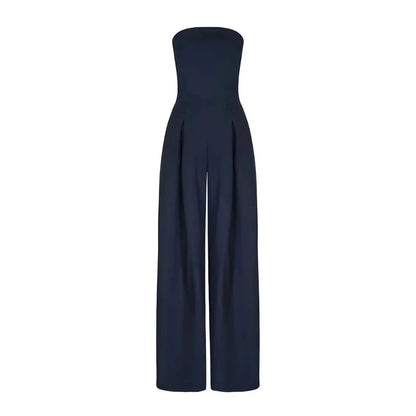 Vrouwelijke Jumpsuit Zonder Schouders Wijde Pijpen