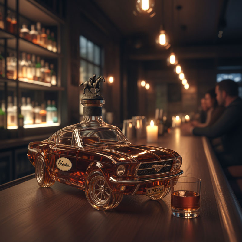 Auto-Vormige Whiskykaraf in Mustang-Stijl – Glazen Spirit Decanter voor Thuisbar