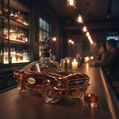 Auto-Vormige Whiskykaraf in Mustang-Stijl – Glazen Spirit Decanter voor Thuisbar