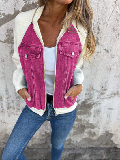 Dames Fleecejas Blauw Trendy Mouwjas voor Outdoor
