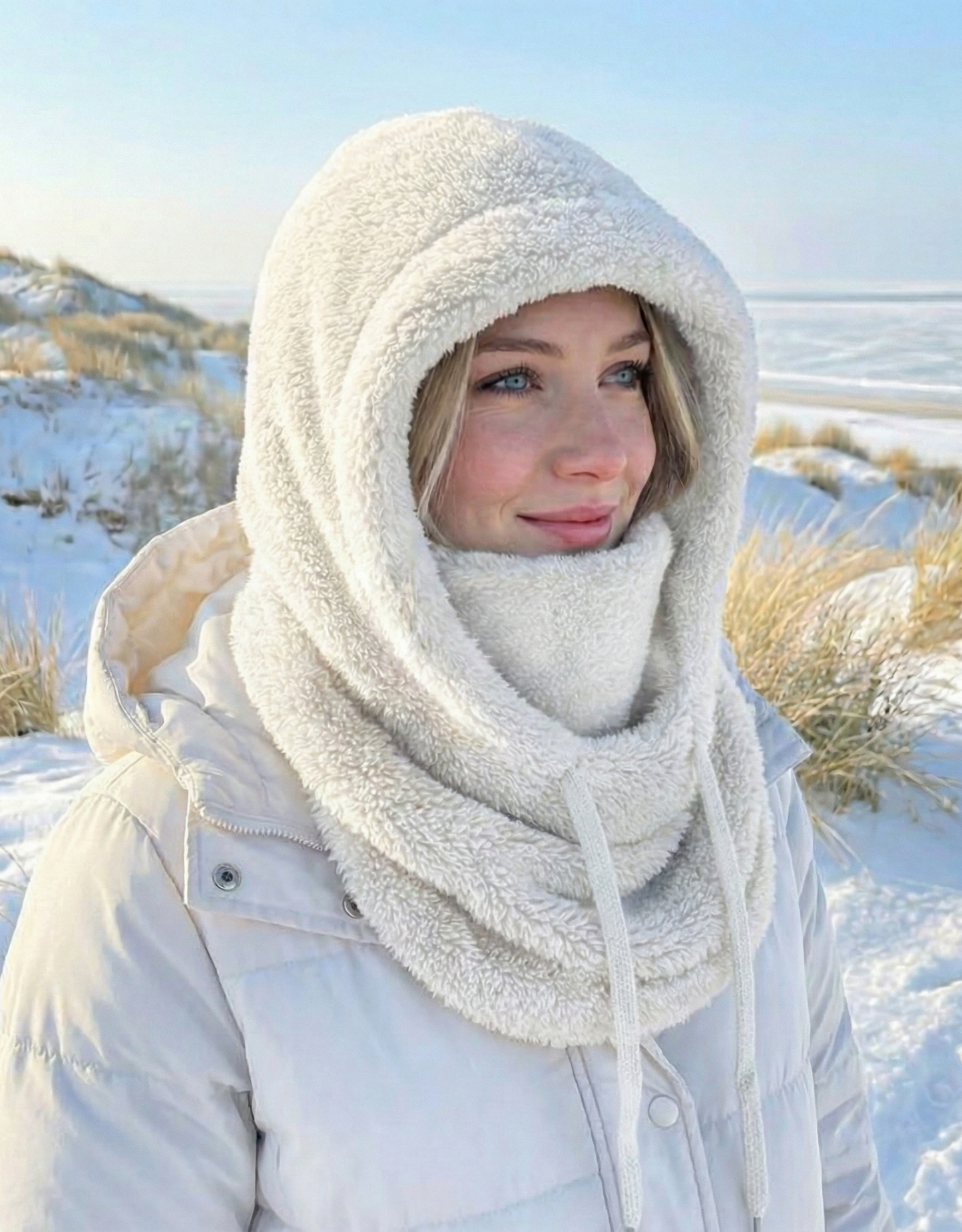 Vrouwen Nekwarmer met Capuchon en Trekkoord Zacht Warm