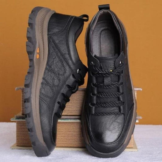 Leren herenschoenen met orthopedisch voetbed zwart kastanjebruin voetondersteuning werkschoenen casual