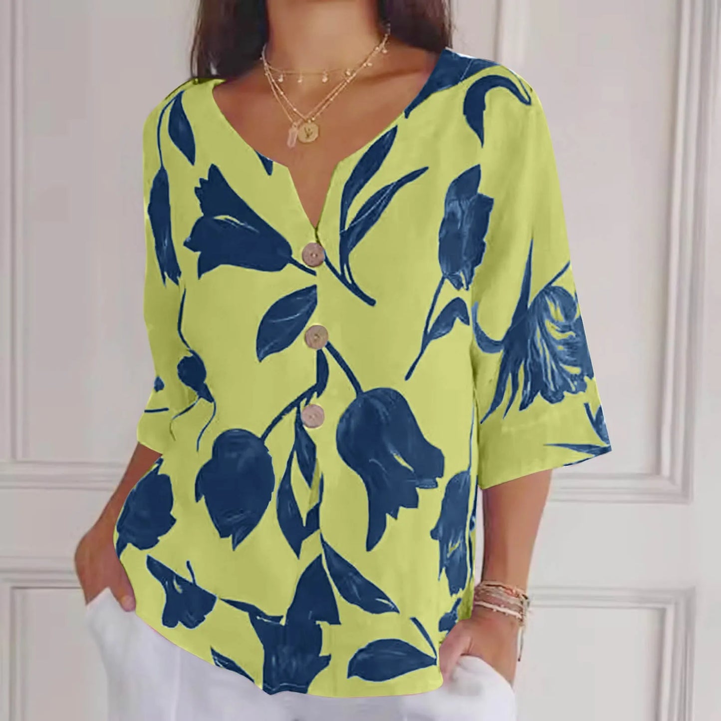 Vrouwelijke Zomerjurk Bloemenprint Shirt Stijl