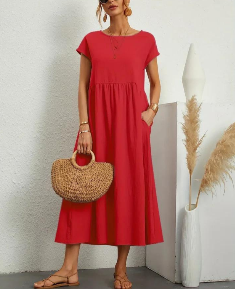 Vrouwen Zomerjurk Roze Stijlvol Jurk met Vrouwelijke Pasvorm