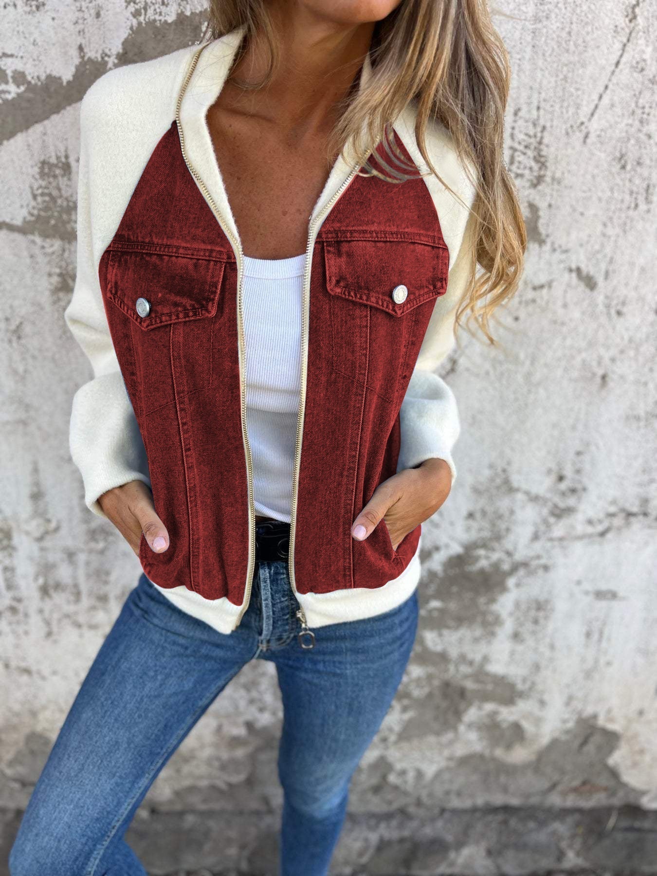 Dames Fleecejas Blauw Trendy Mouwjas voor Outdoor