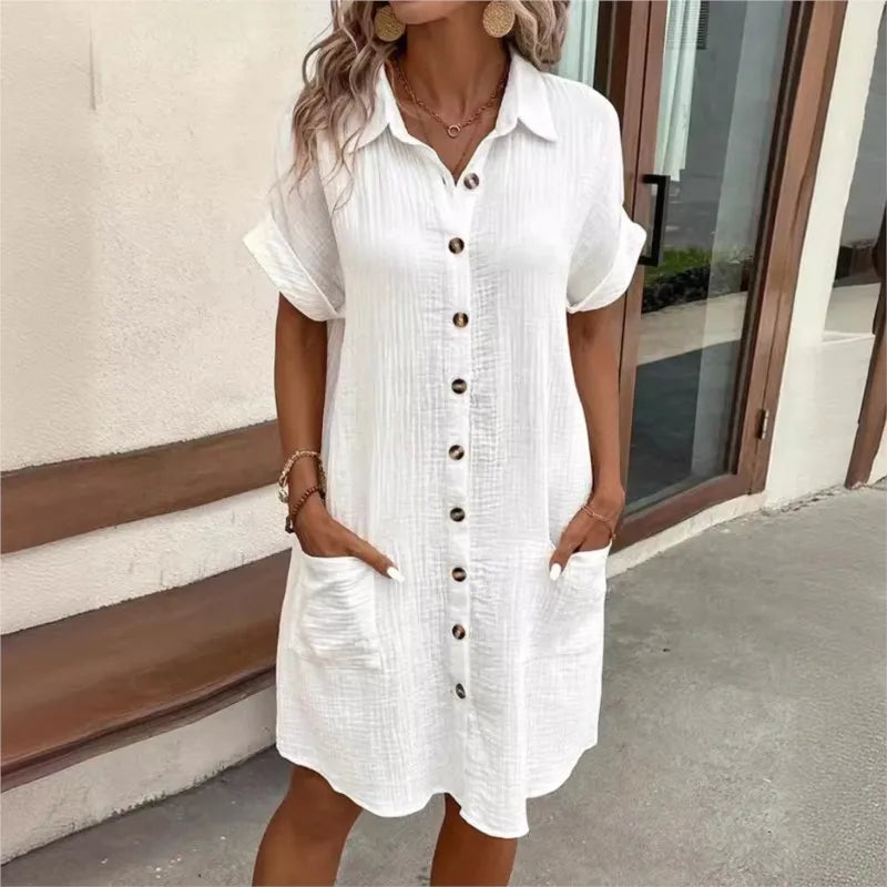 Elegante Zomerjurk met Kraag en Zakken - StudioMarella
