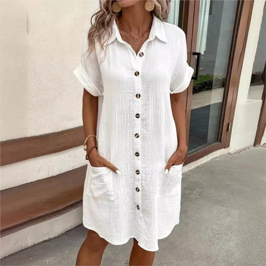 Elegante Zomerjurk met Kraag en Zakken - StudioMarella