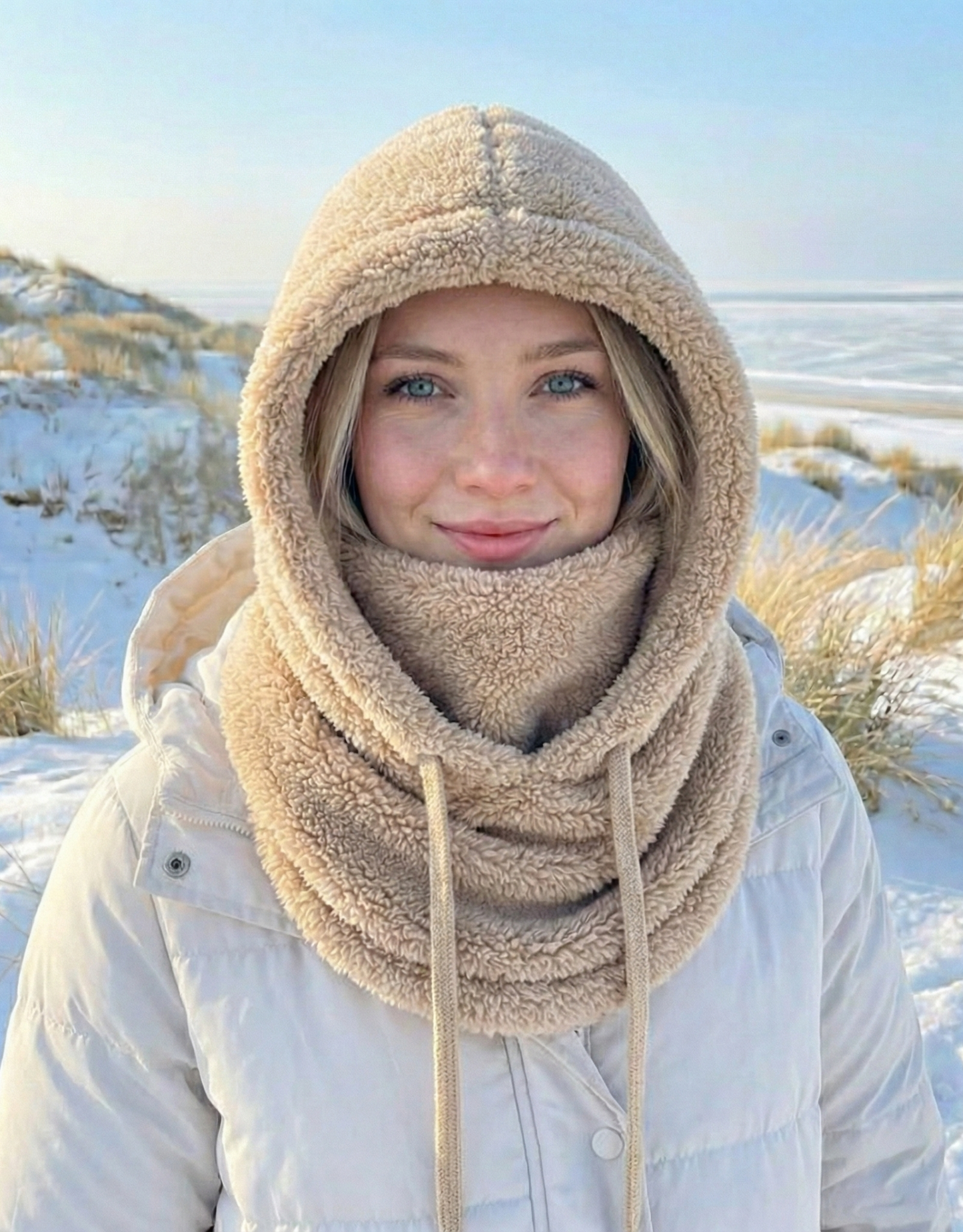 Vrouwen Nekwarmer met Capuchon en Trekkoord Zacht Warm