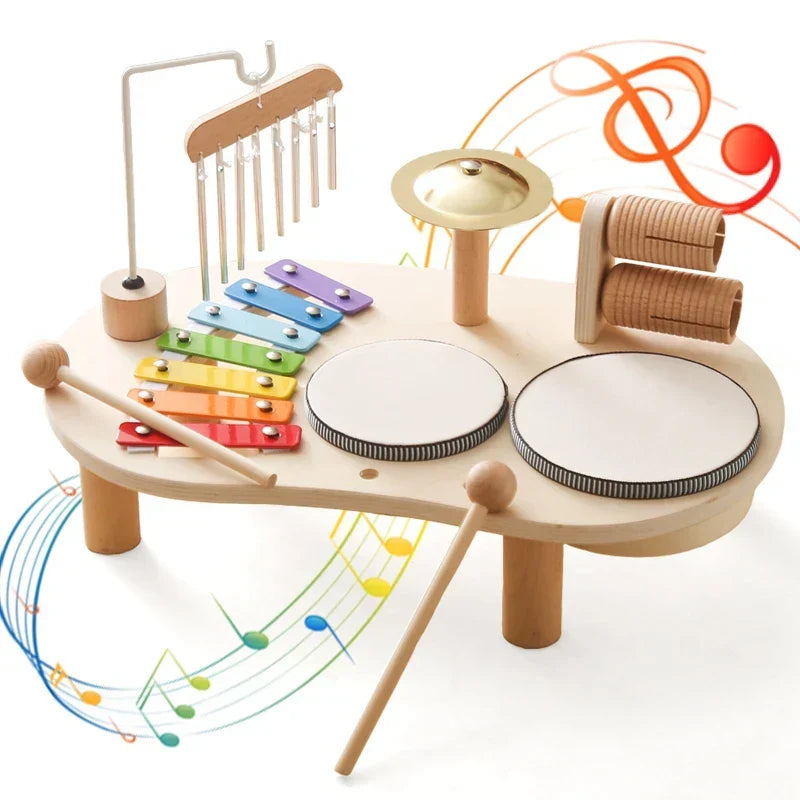 Kinder muziekstation hout kleurrijk muziekspeelgoed peuter instrumentenset educatief sensorisch speelgoed vanaf 3 jaar