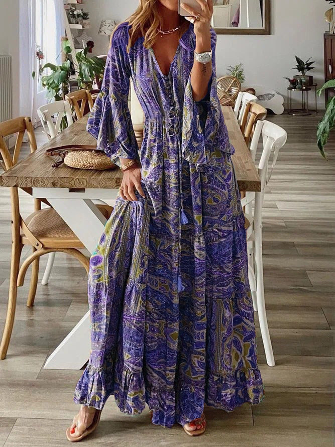 Boho Maxi Jurk Zomer Lange Vloeiende Jurk