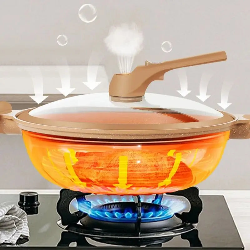Wokpan Met Stoommand Antiaanbak Inductie Gas Multifunctioneel 30cm
