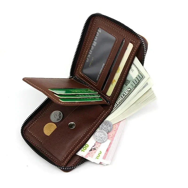 Slanke Herenportemonnee Echt Leer Compact Design Opbergvakken Pasjeshouder Minimalistische Heren Portefeuille
