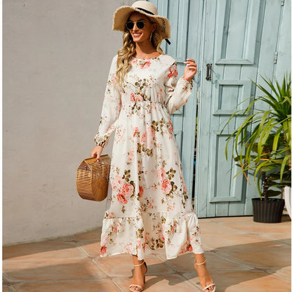 Zwart Rooze Maxi Jurk voor Vrouw Zomer Lente