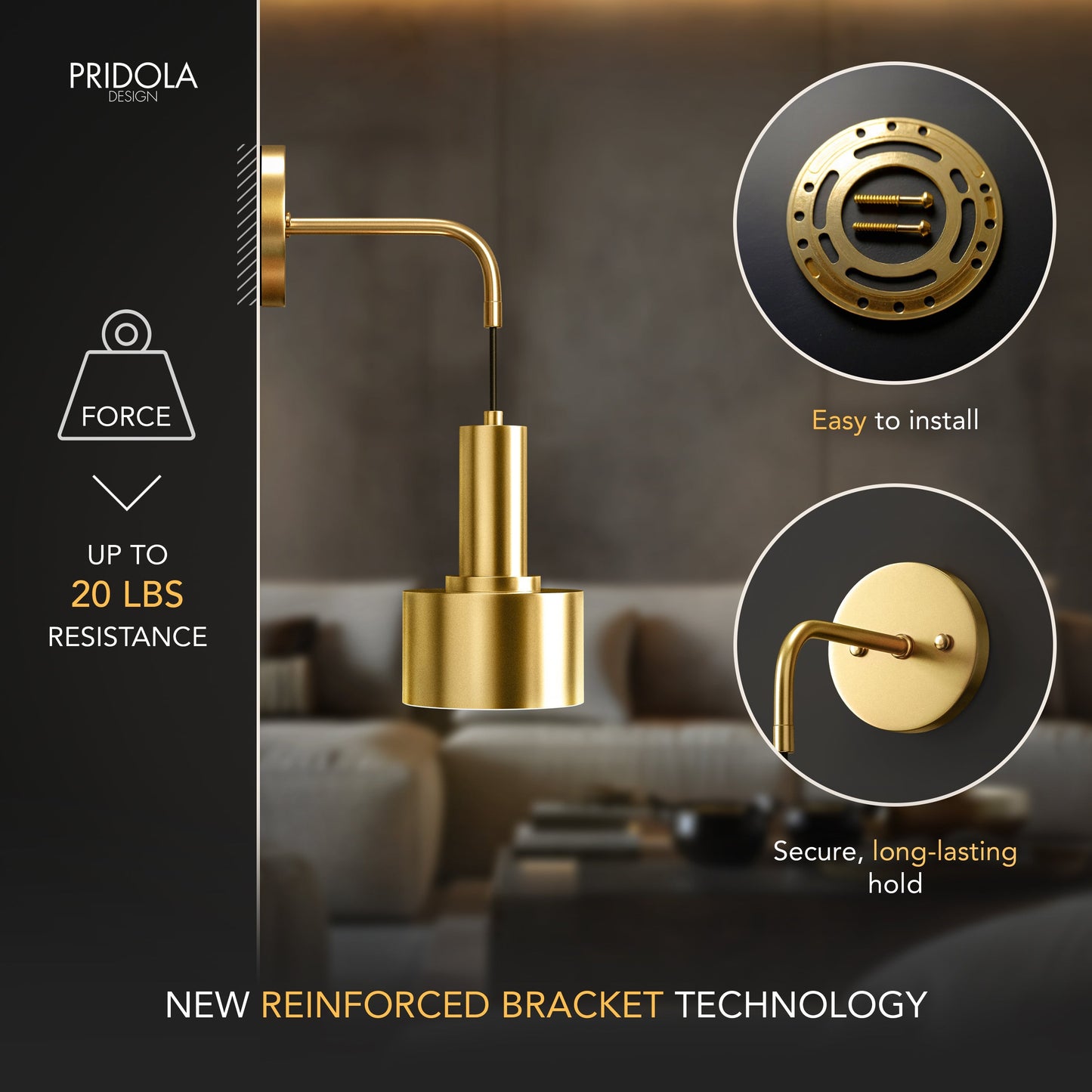 Wandlamp Goud Industrieel Set 2 Hangende Kap Metaal Afstandsbediening Dimbaar RGB Slaapkamer