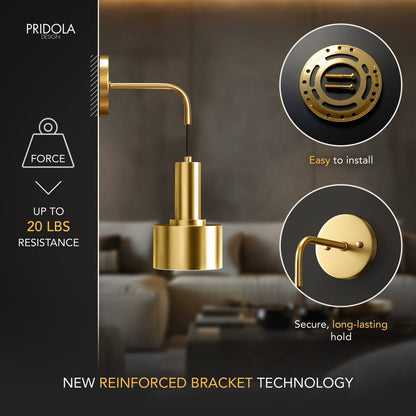 Wandlamp Goud Industrieel Set 2 Hangende Kap Metaal Afstandsbediening Dimbaar RGB Slaapkamer