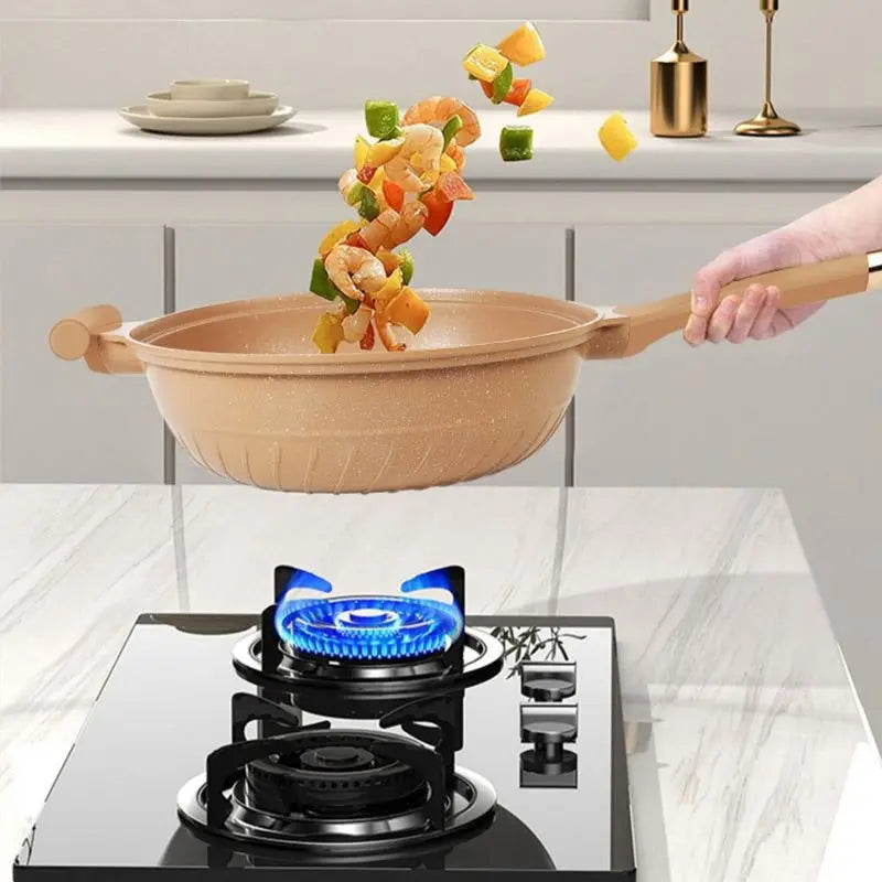 Wokpan Met Stoommand Antiaanbak Inductie Gas Multifunctioneel 30cm