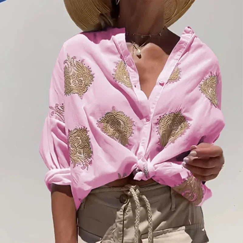 Vrouwelijke Blouse met Bloemenprint Luxe Stof