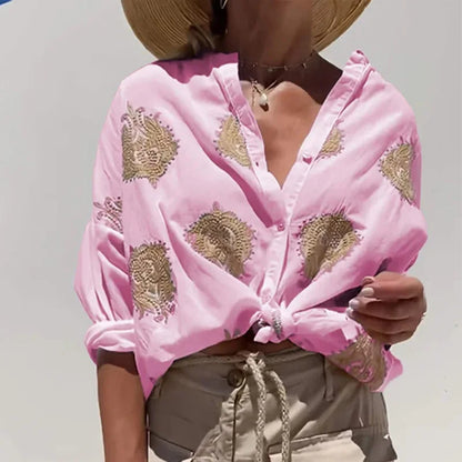 Vrouwelijke Blouse met Bloemenprint Luxe Stof