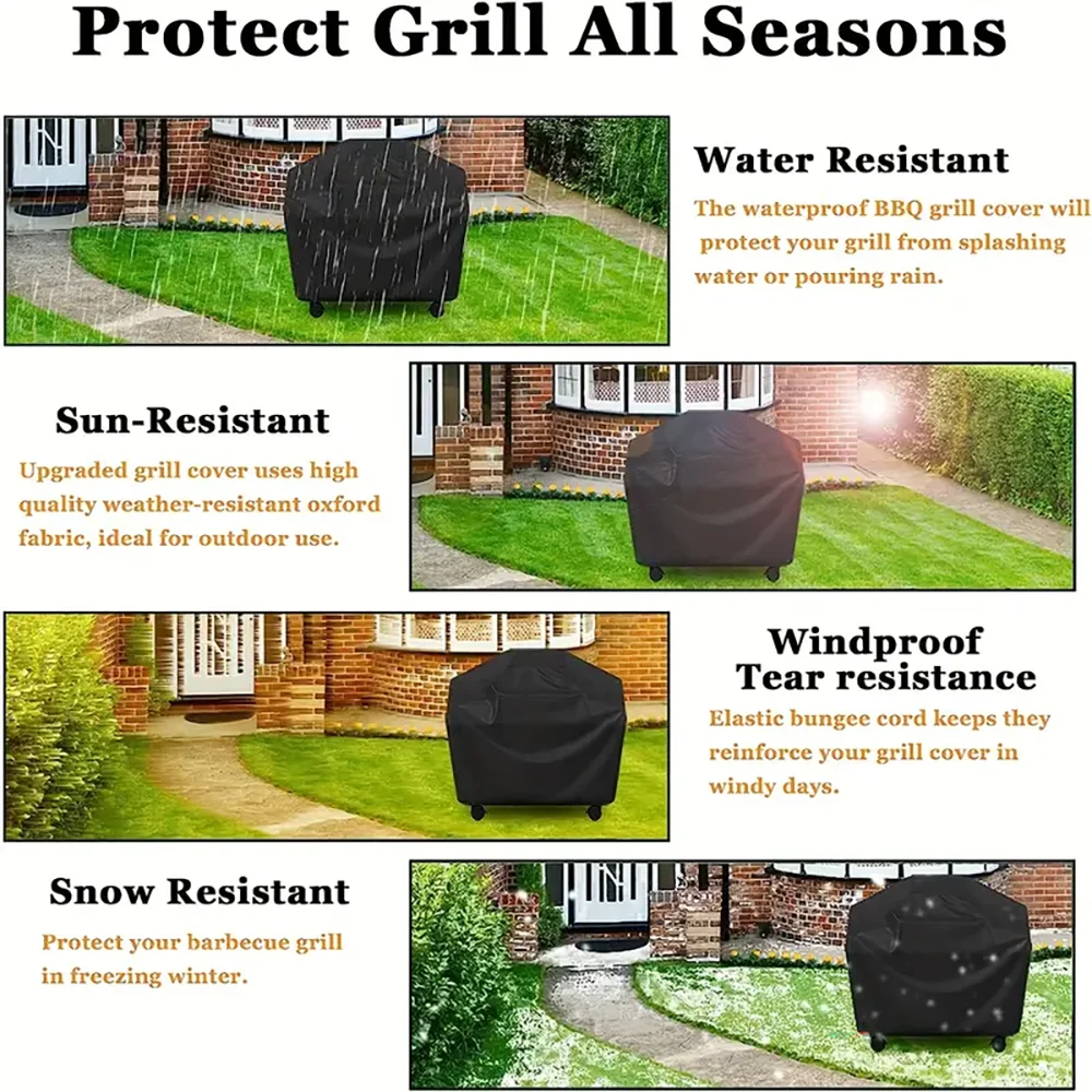 Weerbestendige Barbecue Hoes 145-190cm Beschermhoes Waterdicht BBQ Grill Afdekking Winterbescherming UV-bestendig Regenhoes Sneeuwbescherming