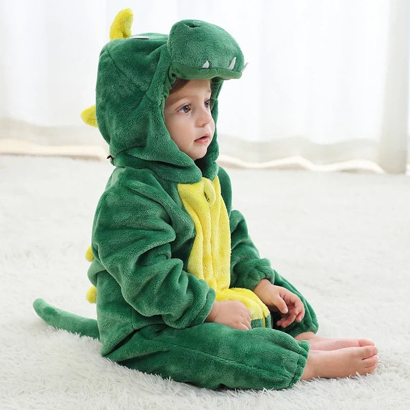 Baby Onesie Dierenpakje Panda Dinosaurus Tijger Muis – Zachte Fleece Jumpsuit Babykleding Romper 0-4 Jaar