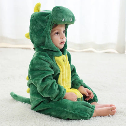 Baby Onesie Dierenpakje Panda Dinosaurus Tijger Muis – Zachte Fleece Jumpsuit Babykleding Romper 0-4 Jaar