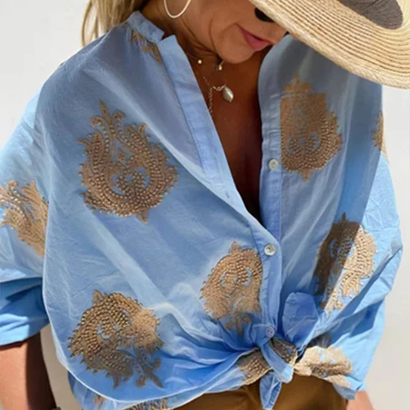 Vrouwelijke Blouse met Bloemenprint Luxe Stof