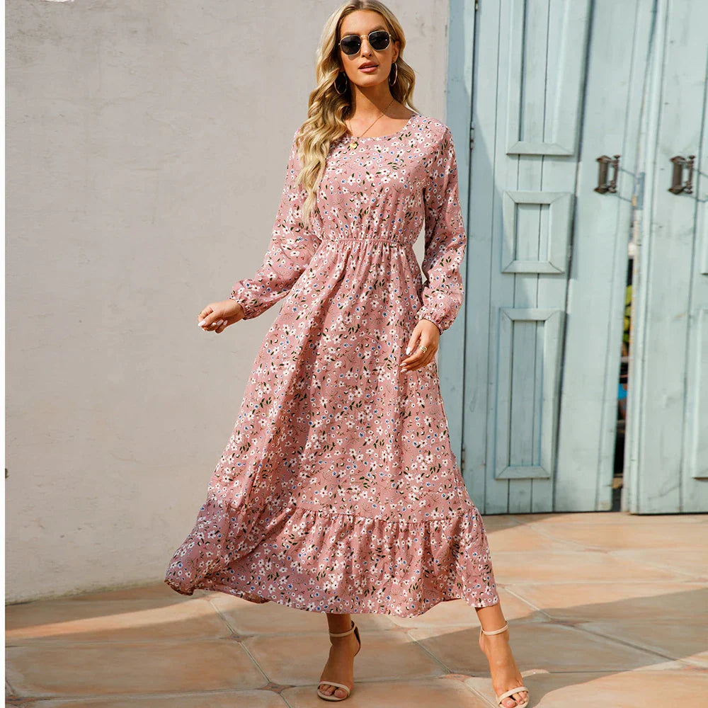 Zwart Rooze Maxi Jurk voor Vrouw Zomer Lente