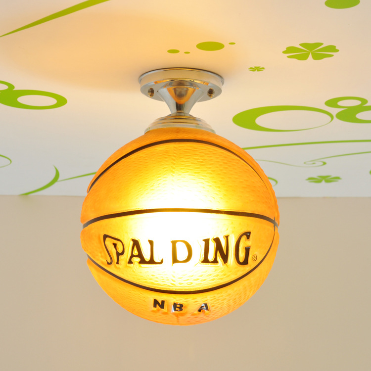 Kinderkamer Plafondlamp Voetbal Basketbal LED 30cm Glas Design