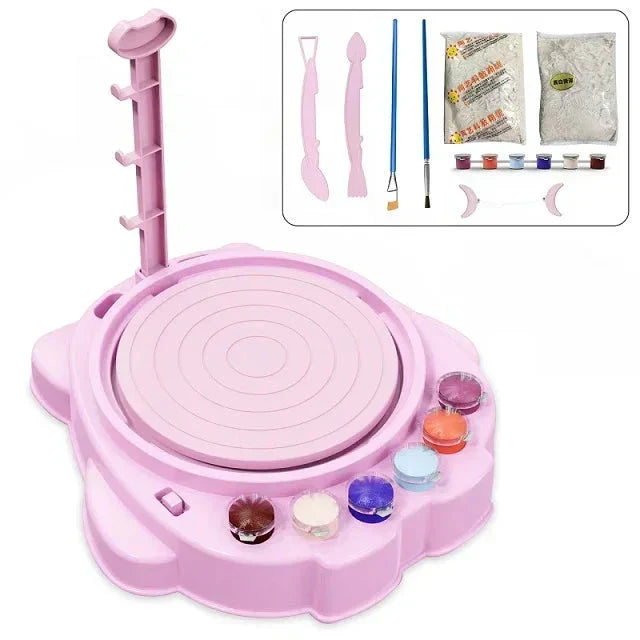 Creatief Boetseer Draaischijf Set voor Kinderen | Elektrisch Pottenbakkersgereedschap | Klei Activiteiten Kit | Educatief Speelgoed | Motoriek Ontwikkeling | Knutselset